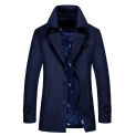 Men's Autumn Windbreaker Men's Long Leisure Trench Men's Solid Color Overcoat