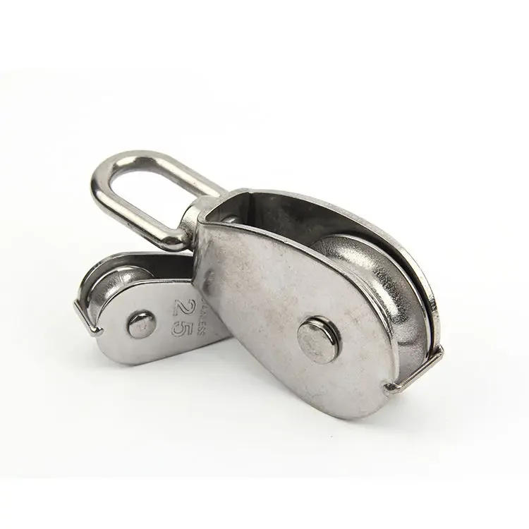 Description Picture 5 of itemPulley Block Traction Wheel Heavy Duty Steel Single Double Wheel Swivel Lifting Rope Block Stainless Steel Pulley