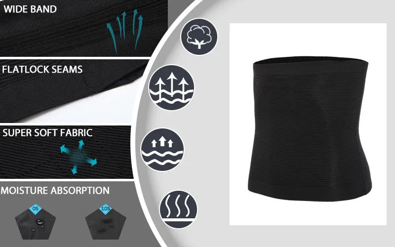 Description Picture 3 of itemMen's Waist Control Belt Shaping Band Firm Tummy Control Shapewear Compression Waist Cincher Belly Fat Slimming Body Shaper