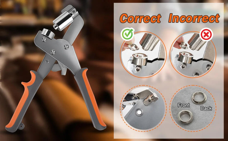 Description Picture 4 of itemProfessional Eyelet Punch Kit with 300 Eyelets for Tarpaulin Fabrics Shoes Bag Belt Scrapbooking Magnetic Grommet Eyelets Set