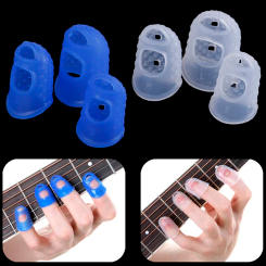 Transparent Blue Color 4Pcs/Set Silicone Finger Guards Guitar Fingertip Protectors For Ukulele Guitar S M L Acoustic Guitar