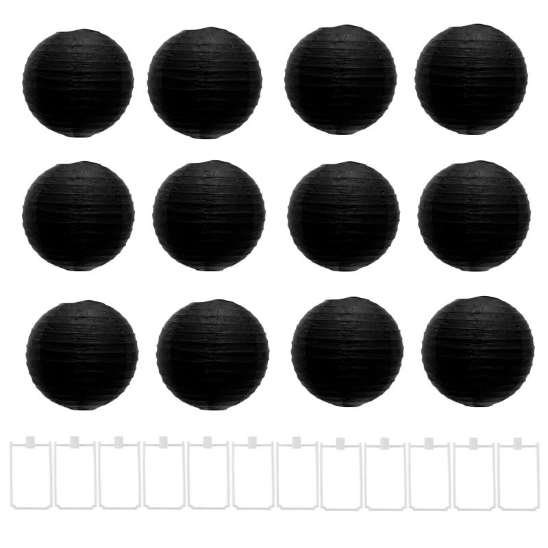 Description Picture 3 of item12 pcs black orange white purple 4inch paper lanterns without electricity Halloween theme decorations