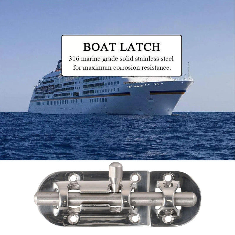 Description Picture 3 of item1pcs Boat Door Lock Latch Car Stainless Steel Marine Boat Door Glass Lock Latch Slide Bolt Clasp 110mm Boat Door Lock Hardware
