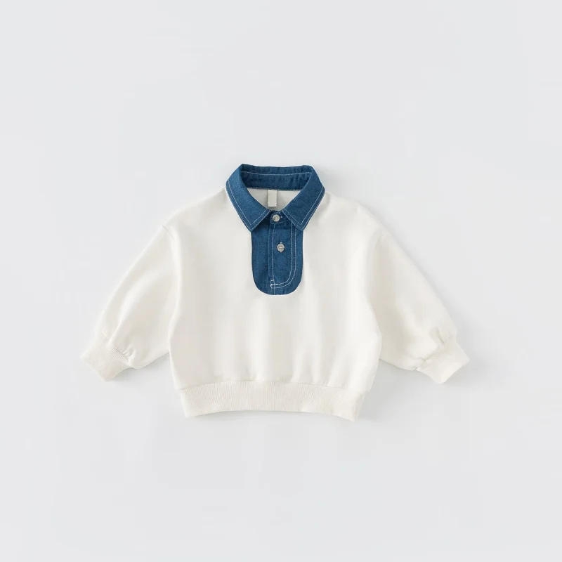 Description Picture 4 of itemBaby Girl Boy Solid Color Hoodie Infant Toddler Child Turn Down Collar Top Autumn Long Sleeve Pullover Baby Clothes 12M-5Y