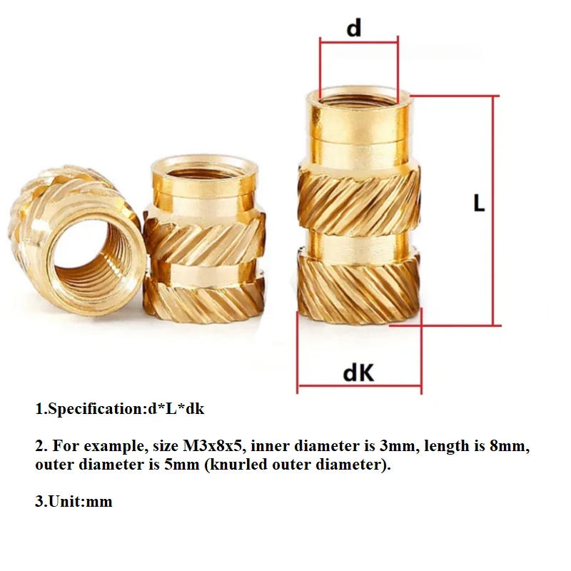 Description Picture 2 of item100PCS Double Twill Hot-Melt Copper Flower Mother Copper Insert Injection-Molded Copper Knurled Copper Nut M2 M2.5