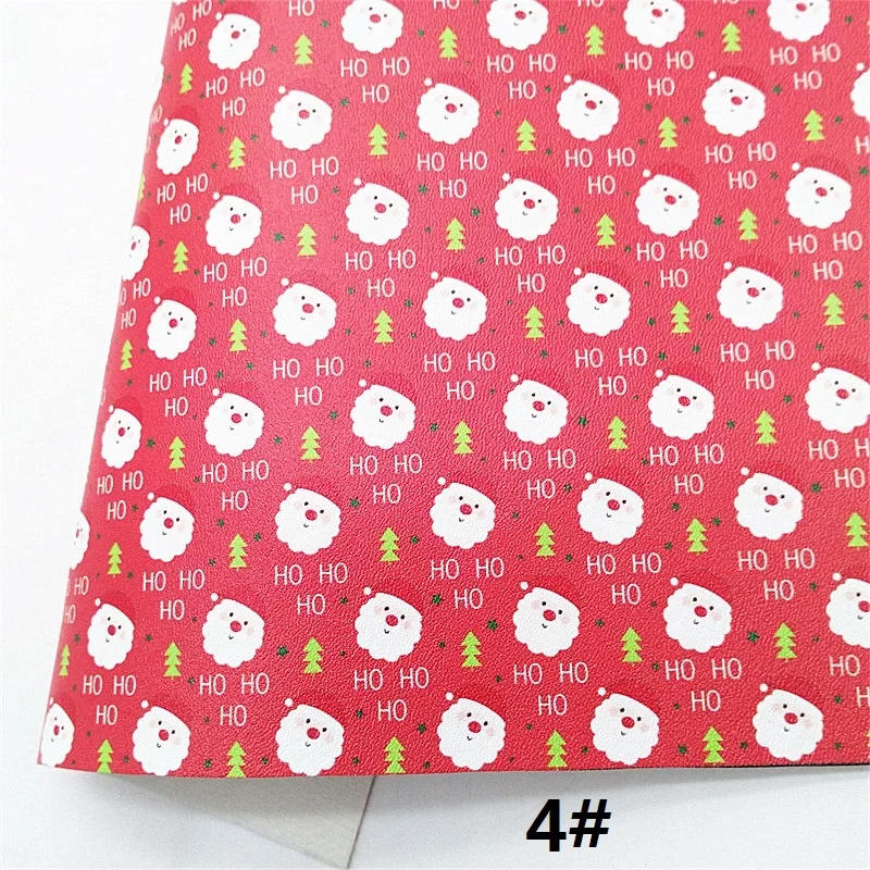 Description Picture 6 of itemChristmas Santa Claus Printed Synthetic Leather Sheets Felt Back Smooth Faux Leather Fabric For Earrings bag Bows DIY GM070C