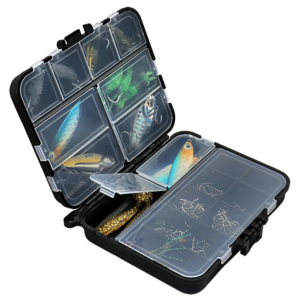 Description Picture 4 of itemPortable Composable Space Plastic Fishing Tackle Box 2 Layers 12 Individual Spacer Container Bait Hook Tool Storage Pesca Case