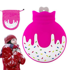 Hot Water Bottle Bag Warm Bag With Donut Design Detachable Feet Warmer For Kids Good Sealing For Kids For Winter