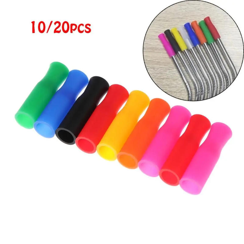 Description Picture 2 of item10/20pcs 6mm/8mm Caps Anti Burn Teeth Protector Bar Reusable Silicone Straw Food Grade Accessories Silicone Tip No Rattle Cover