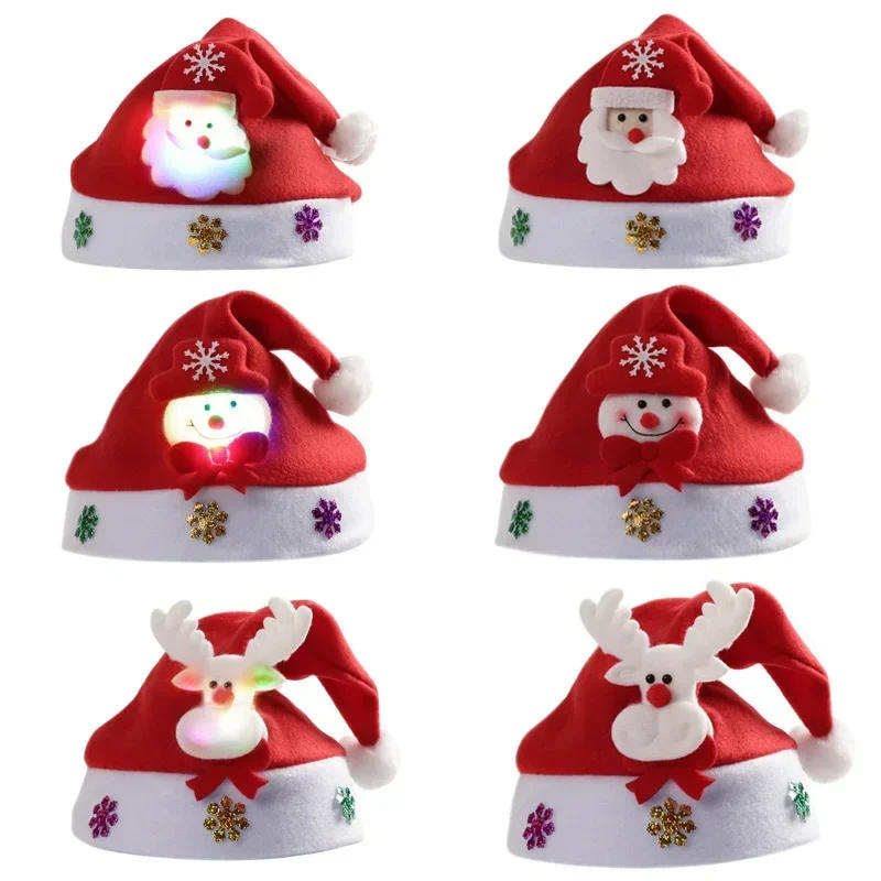 Description Picture 6 of itemChristmas Hats LED Light Up Cap Santa Claus Hat Snowman Elk Xmas Hat for Adult Kids New Year Festive Holiday Party Supplies