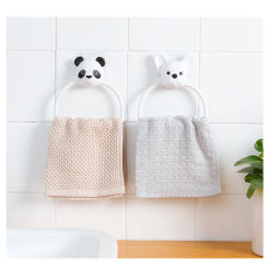 Cute cartoon children's towel rack kitchen towel rack bathroom no punch no trace towel ring towel hanging Towel Rings Bathroom