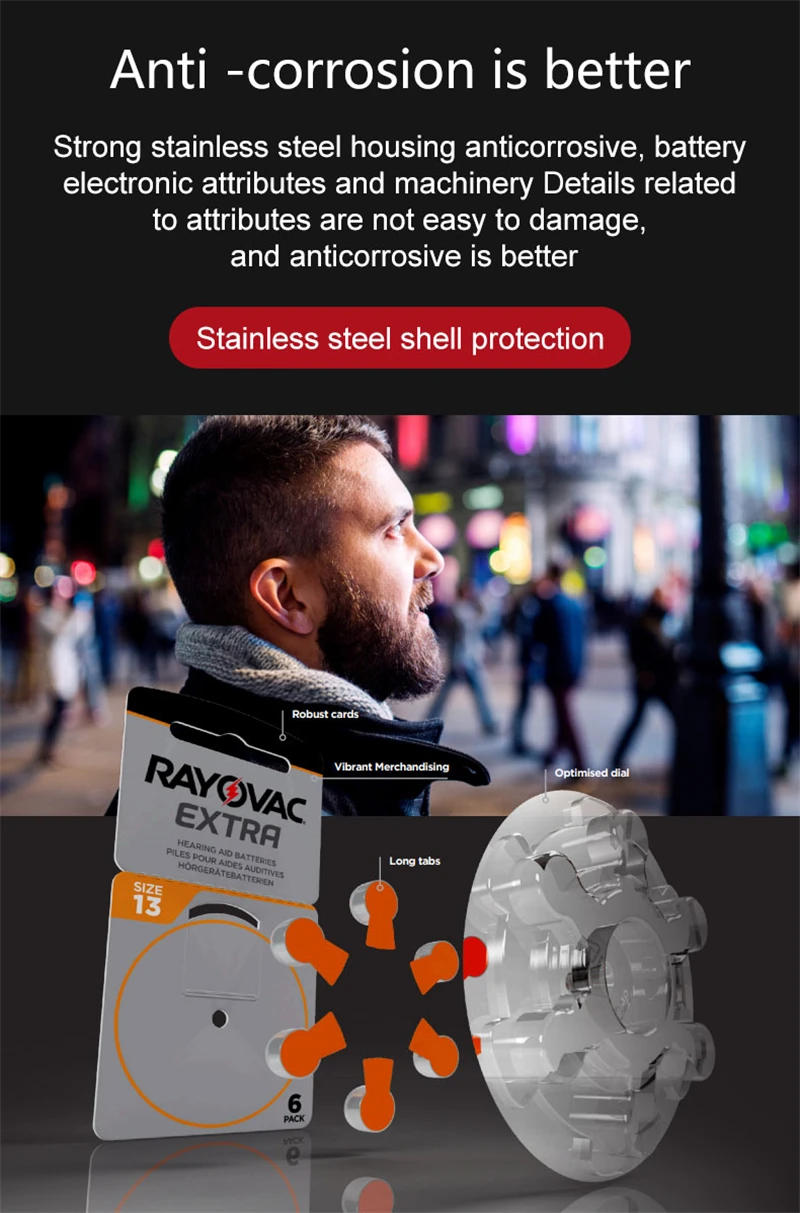 Description Picture 6 of itemRAYOVAC EXTRA Zinc Air 60 PCS Performance Hearing Aid Batteries A10 10A 10 PR70 For BTE CIC RIC OE Hearing Aids Battery