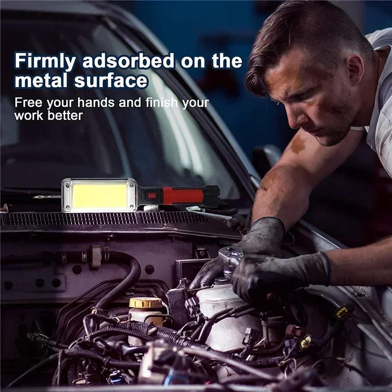 Description Picture 3 of item1/2/4PCS Work Light Portable Lamp Hook Magnet Camping Lamp High Low COB USB Rechargeable 18650 Flashlight Torch Work Waterproof