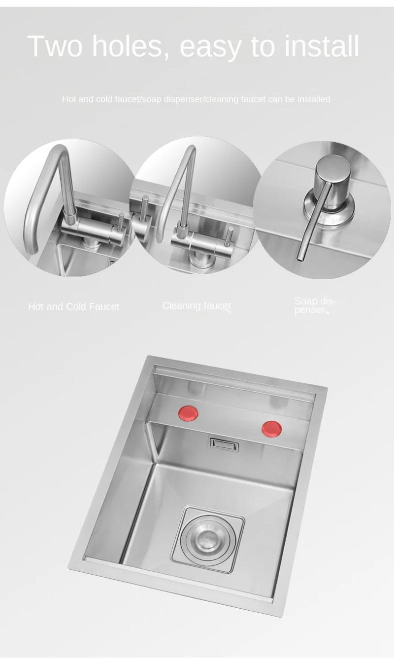 Description Picture 4 of itemNanometer Black Sliver Hidden Kitchen Sink Invisible Sink for Bar 304 Stainless Steel Handmade Brushed Single Kitchen Sink