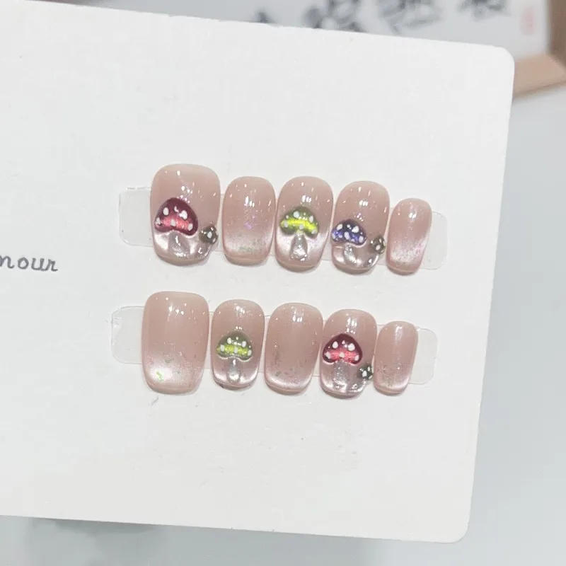 Description Picture 6 of item10Pcs Short Ballerina Handmade Press on Nails Cat Eye Fake Nails Wearable Stick-on Nails Full Cover False Nail Uñas Postizas 네일팁
