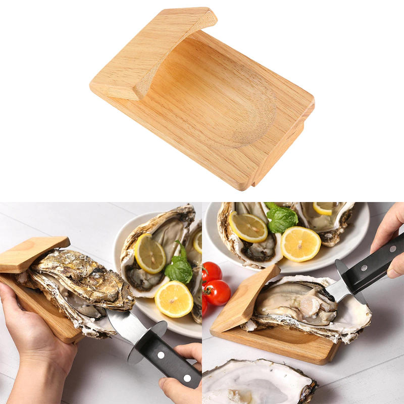 Description Picture 5 of itemOyster Shucking Clamp Handguard Seafood Wood Shucking Clamp Oyster Shucking Protector Wood Oyster Shucker Wooden Tools