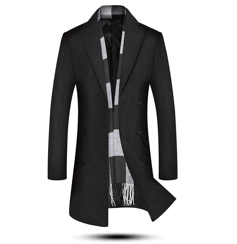 Description Picture 5 of itemMen's Coat Winter Tweed Jacket 2023 Long Trench parkas Clothing Overcoat Blouse Best Selling Products Casual Outerwear Size 3XL