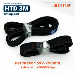 HTD 3M Synchronous belt length 699/708/711/720/726/732/735/738/750/753/765/768/789-795mm Rubber closed Timing belt width 6-20mm