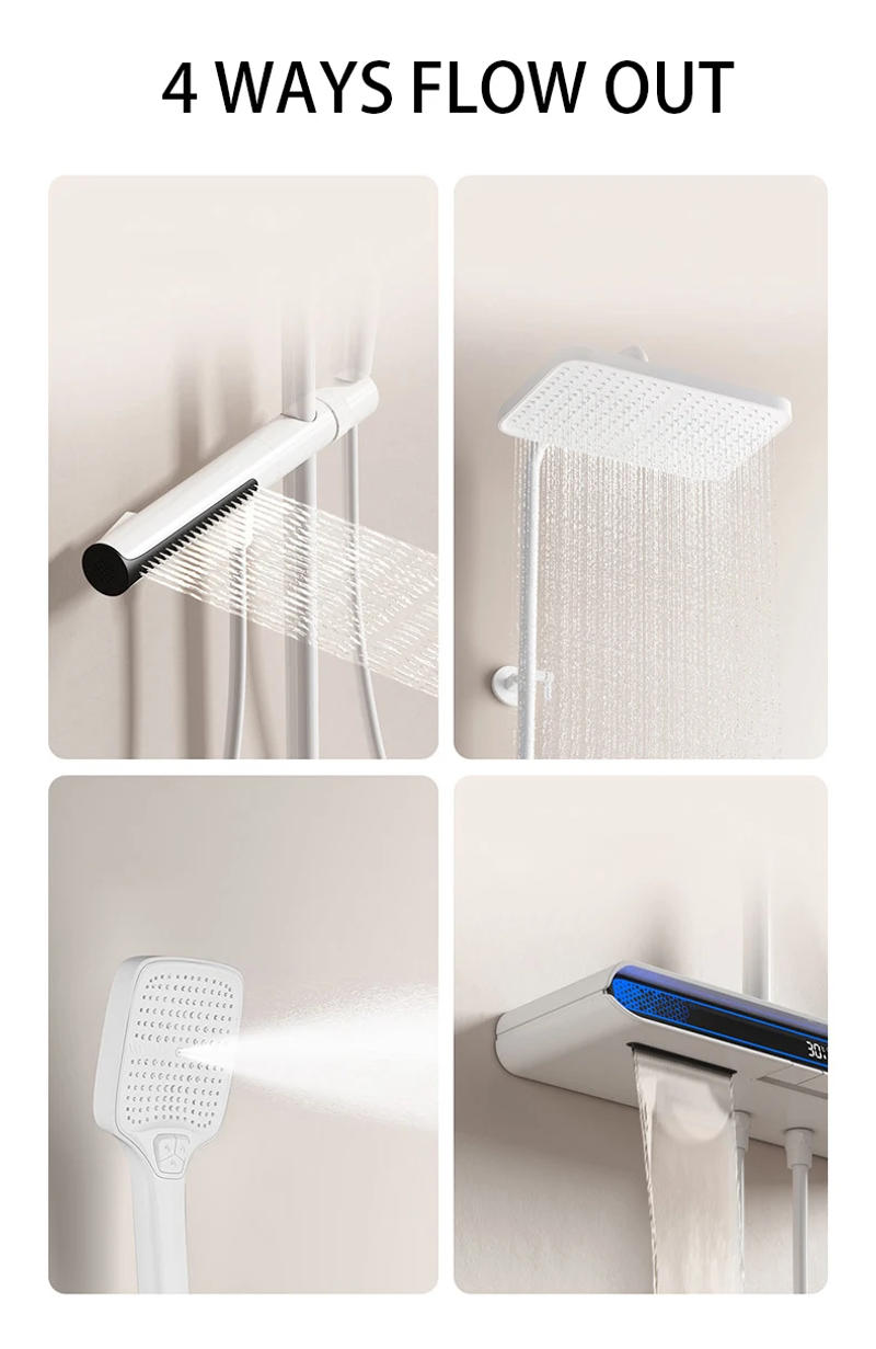 Description Picture 3 of itemHot Cold Rain Shower Faucet Bathroom LED Digital Atmosphere Shower System Bathtub Wall Mount SPA Rainfall Thermostatic Bath Set