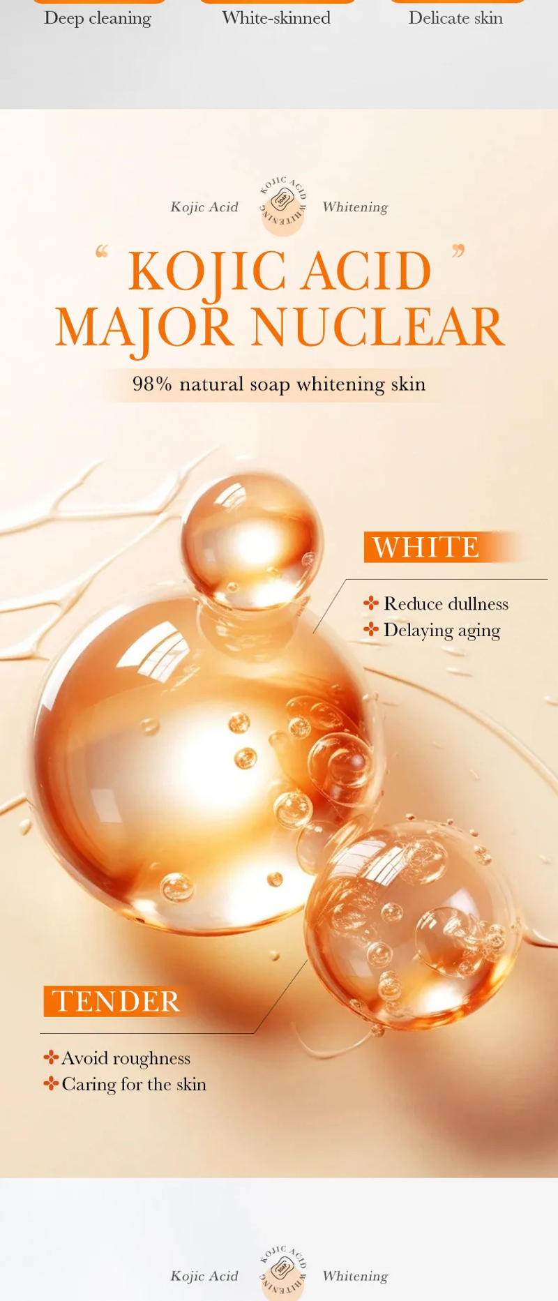 Description Picture 5 of itemSADOER Kojic Acid Facial Soap Face Wash Foam Facial Cleanser Moisturizing Hydrating Oil Control Body Bathing Handmade Soap