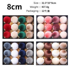12pcs Velvet Christmas Balls Christmas Tree Ornaments Xmas Hanging Tree Pendants Festival Party Decorations 2025 New Year Gift