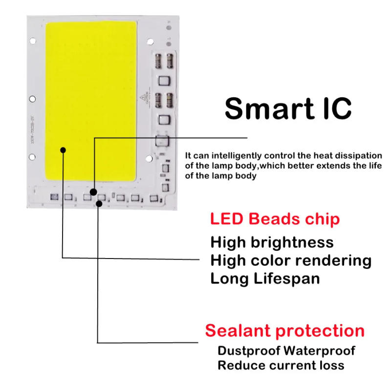 Description Picture 3 of itemLED COB Chip 50W 100W 150W 200W 200-240V Smart IC No Need Driver LED Lamp for Flood Light Spotlight DIY Lighting Light Source