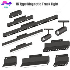 15 Type LED Magnetic Track Light Flexible Recessed Rails System Black Lighting Fixture Smart Spotlight Floodlight Grille Lamp