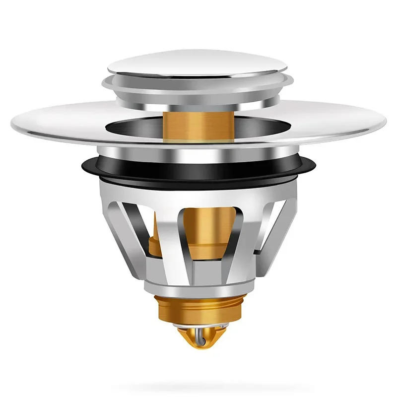 Description Picture 3 of itemCopper Bouncing Core Filter Cover with Basket Shower Floor Drain Bathroom Plug Trap Hair Catcher Basin Faucet Accessories