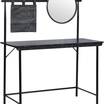 Dresser with detachable round mirror vintage minimalist makeup dresser multifunctional oval desk, black