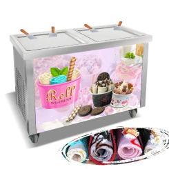 New Double Round Pan Fried Ice Cream Machine with Baffle Plate Rolled Ice Cream Maker Fry Ice Cream Roll Machine