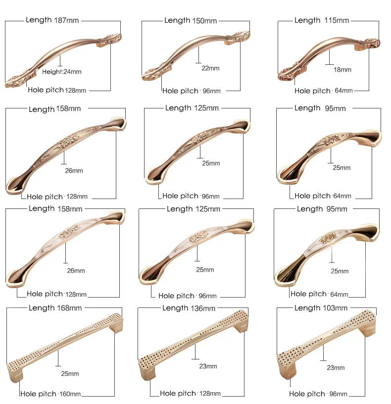 Description Picture 6 of itemEuropean Light Luxury Gold Cabinet Handle Modern Simple Rose Gold Wardrobe Drawer Hanging Wine Cabinet Door Knobs and Pulls