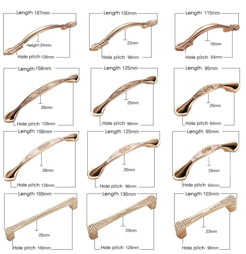 Description Picture 6 of itemEuropean Light Luxury Gold Cabinet Handle Modern Simple Rose Gold Wardrobe Drawer Hanging Wine Cabinet Door Knobs and Pulls