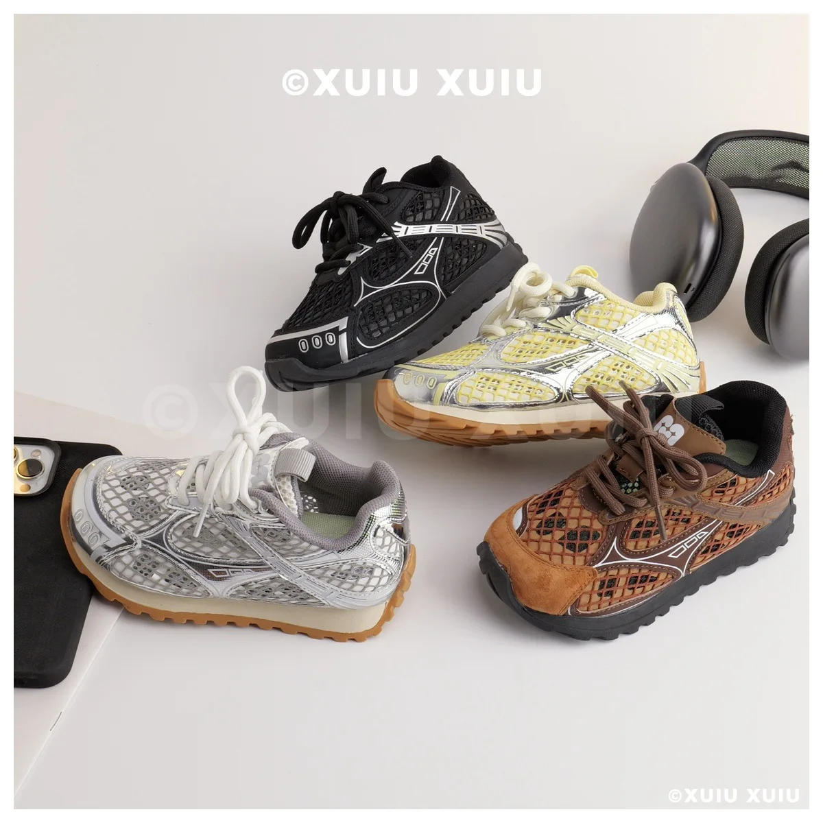 Description Picture 3 of item2025 Summer Baby Toddler Kid Breathable Hollow Orbit Metallic Sneaker Children Casual Fashion Tenis Shoe Boy Girl Sports Shoes