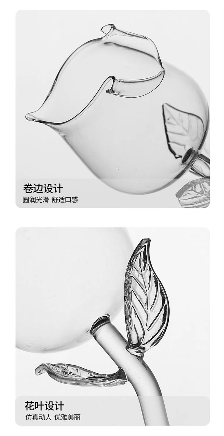Description Picture 3 of itemFrench Romantic Transparent Rose Glass with Transparent Leaf Cocktail Glass Valentine's Wedding Table Decoration Gift Wine Cup