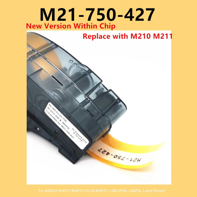 Description Picture 2 of item1~5PK With CHIP Self Lam Vinyl Label Cartridge M21-750-427 Ribbon Maker Tag Work For Brady M210,M211,M210-LAB Labeller Printer