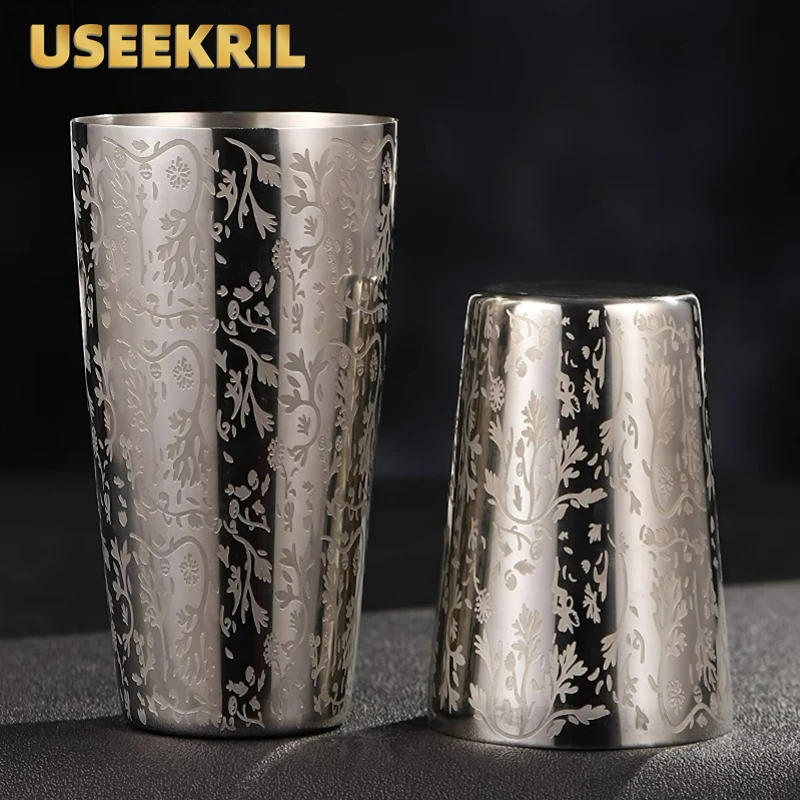 Description Picture 3 of itemBar Cocktail Shaker Boston Shaker Stainless Steel Engraving Shaker Bar Accessory Bartender Tools For Home And Bar