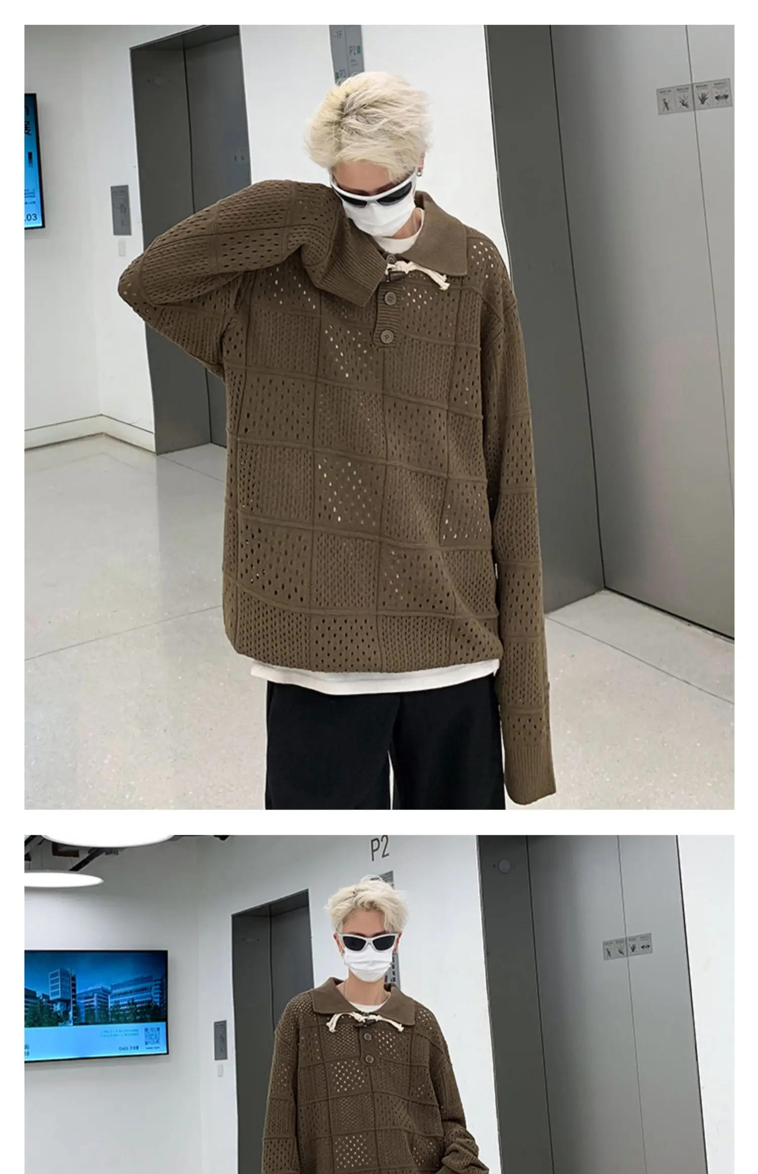 Description Picture 6 of item2024 Men Spring Autumn New Oversized Sweater Pullover Tops Male Streetwear Loose Knitwear Tops Mens Solid Color Jumpers S259