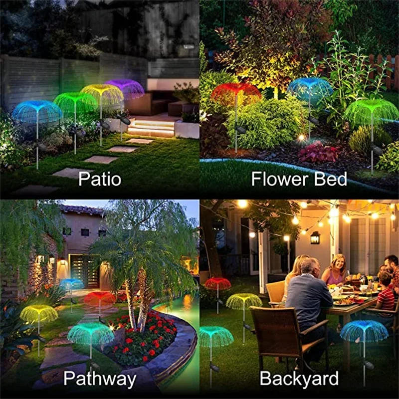 Description Picture 6 of itemSolar Garden Lights 7 Colors LED Solar Jellyfish Fiber Optic Lights Outdoor Waterproof Decor Light For Lawn Pathway Holiday