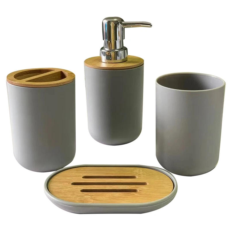 Description Picture 4 of itemBathroom Accessories Set Soap Dispenser Bottle Dish Washroom Toothbrush Holder Cup Suit