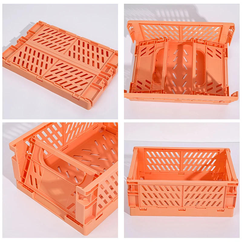 Description Picture 6 of item5 Color Organizing Storage Baskets Case Folding Student Desktop Basket Tape Stationery Plastic Foldable Container Storage Box