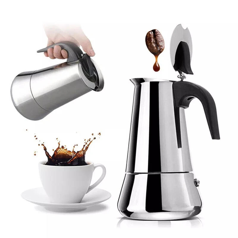 Description Picture 5 of item4/6 Cups Stainless Steel Italian Top Moka Espresso Cafeteira Expresso Percolator Stovetop Coffee Maker Moka Pot