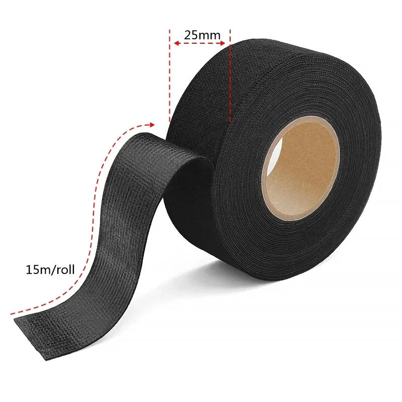Description Picture 4 of item15M Heat Resistant Harness Tape Electrical Tape Waterproof Insulation Cable Wire Fabric Cloth Noise Resistance Adhesives Tapes