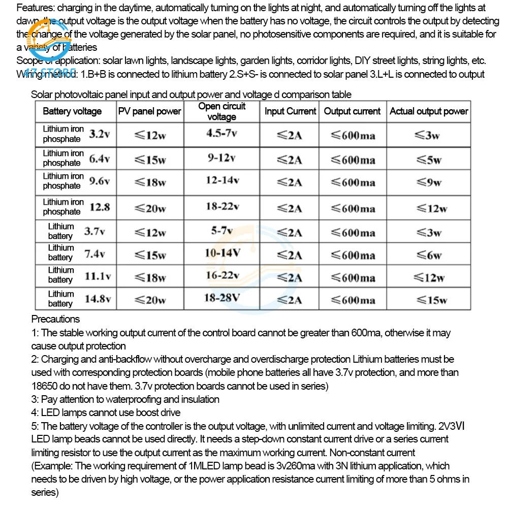 Description Picture 6 of itemSolar Controller Charging Street Light Switch Circuit Board Charging Controller Circuit Switch Lithium Battery Charging Board