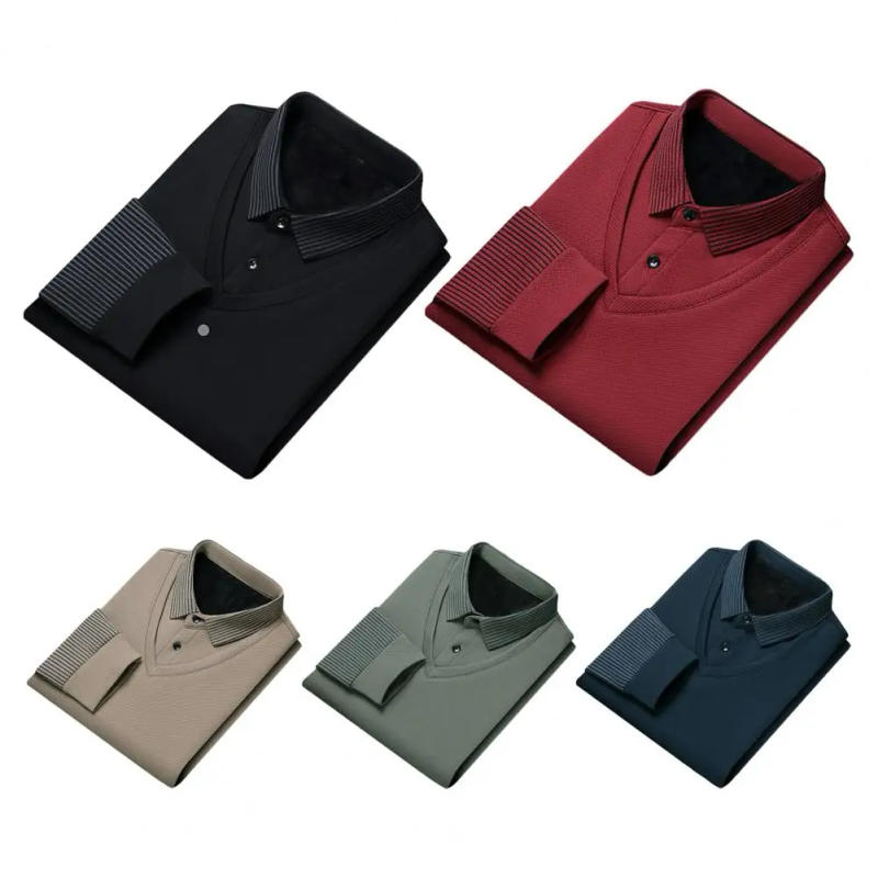 Description Picture 2 of itemMen Sweater Vest Style Sweater Mid-aged Men's Formal Business Style Striped Sweater with Plush Warm Knitted Soft Long for Fall