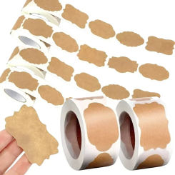 Kraft Paper Stickers Blank Labels Handmade Stationery Gift Tags Decoration Paper Spice Jar Label DIY Envelope Sealing Sticker