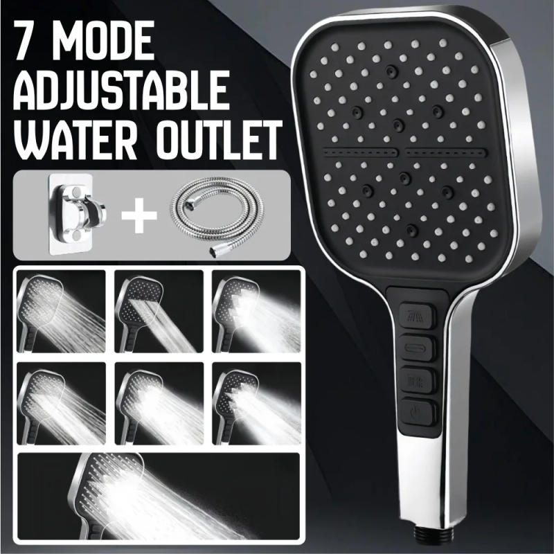 Description Picture 2 of item7 Modes Large Shower Head Adjustable High-pressure Water-saving Shower Head One Key Stop Mixer Shower Head Bathroom Accessories