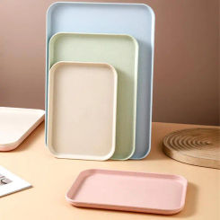 Nordic Rectangular Tea Tray Plastic Storage Tray Home Kitchen Fruit Dessert Tray 2 Size