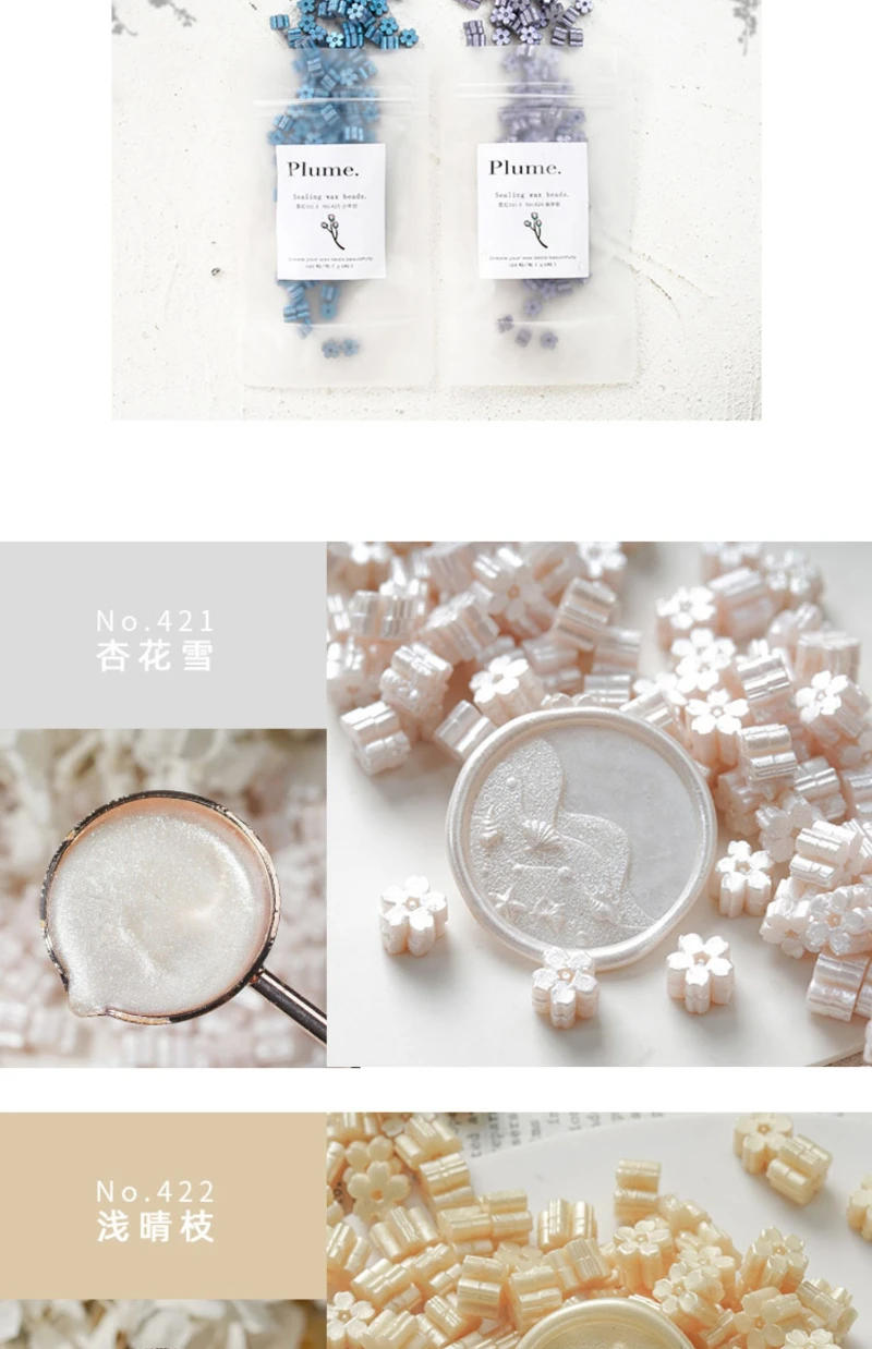 Description Picture 3 of item60pcs Sakura Wax Seal Beads INS Glitter Fire Paint Wax Beads DIY Envelope Wedding Invitation Vintage Stamp Craft Supplies