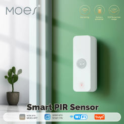 MOES Tuya WiFi Smart PIR Sensor Human Body Infrared Motion Detector Home Security and Scene Linkage Automation Battery Powered