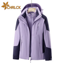 CHRLCK Women's 3 In 1 Thick Hiking Jacket Fleece Waterproof Winter Windbreaker Outdoor Warm Camping Jacket Women Windproof Coat